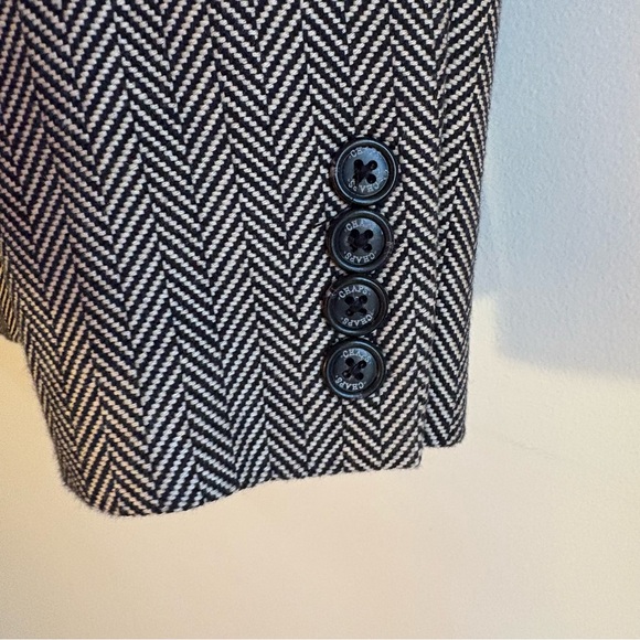 CHAPS Vintage Women’s Herringbone Cotton Blazer Black/Tan Size 4 EC Old Money - Picture 4 of 14